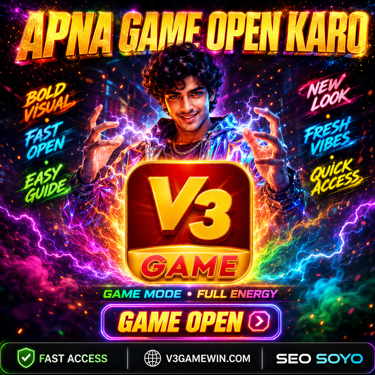 V3 Game lottery, rummy, and club choices on mobile